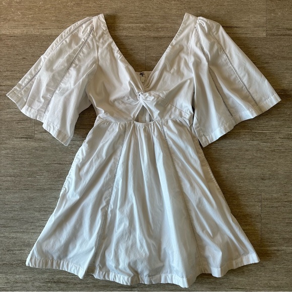 Abercrombie & Fitch Cutout Poplin Mini Dress, White - Picture 3 of 16